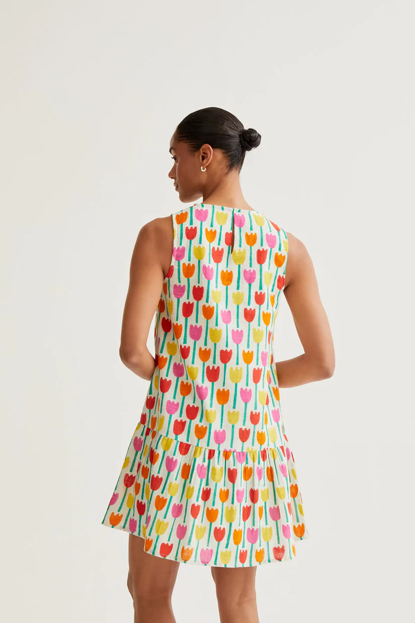 VESTIDO CORTO ESTAMPADO TULIPA COMPAÑÍA FANTÁSTICA