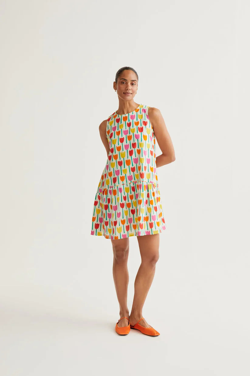VESTIDO CORTO ESTAMPADO TULIPA COMPAÑÍA FANTÁSTICA
