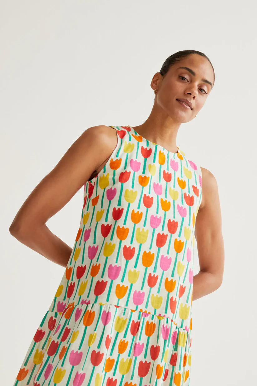 VESTIDO CORTO ESTAMPADO TULIPA COMPAÑÍA FANTÁSTICA