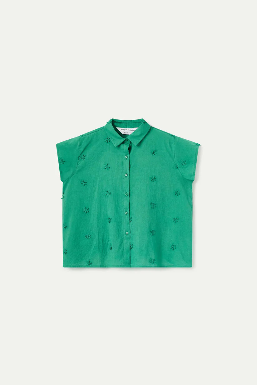 CAMISA 100% ALGODÓN VERDE CON BORDADO FLORAL COMPAÑÍA FANTÁSTICA