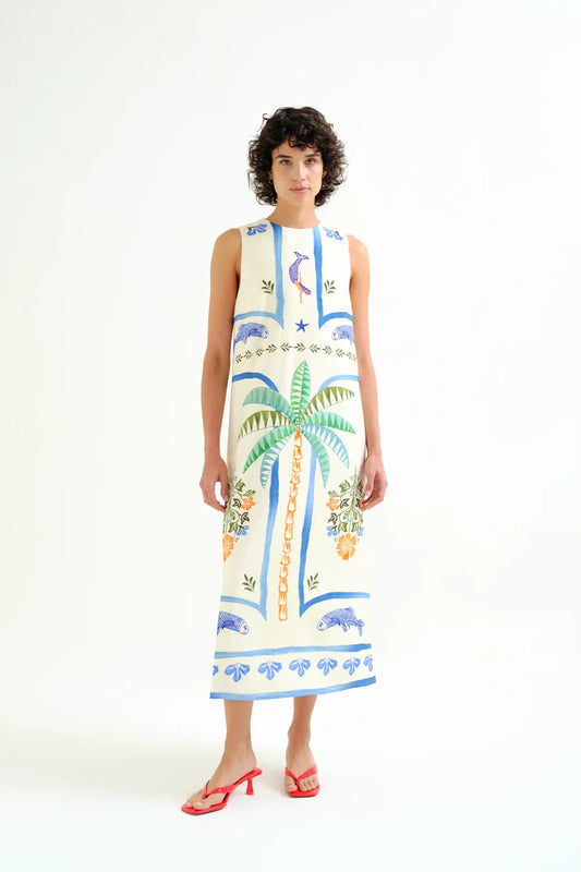 VESTIDO LARGO ESTAMPADO PALM & MERMAID COMPAÑÍA FANTÁSTICA