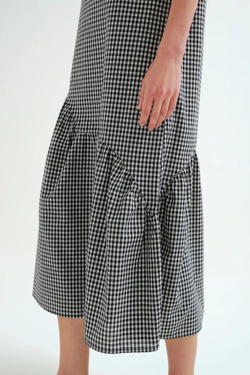VESTIDO MIDI CUADROS VICHY NEGRO COMPAÑÍA FANTÁSTICA