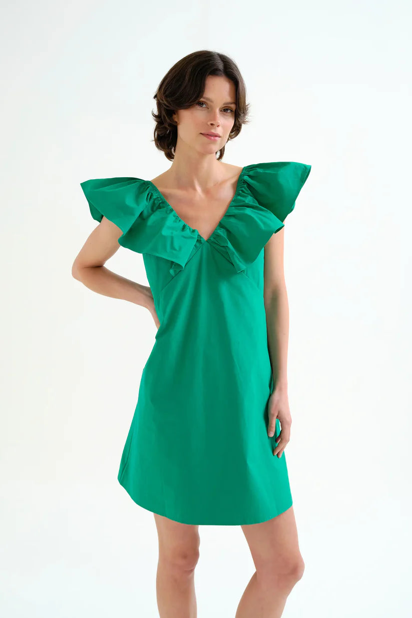 VESTIDO CORTO VERDE 100% ALGODÓN COMPAÑÍA FANTÁSTICA