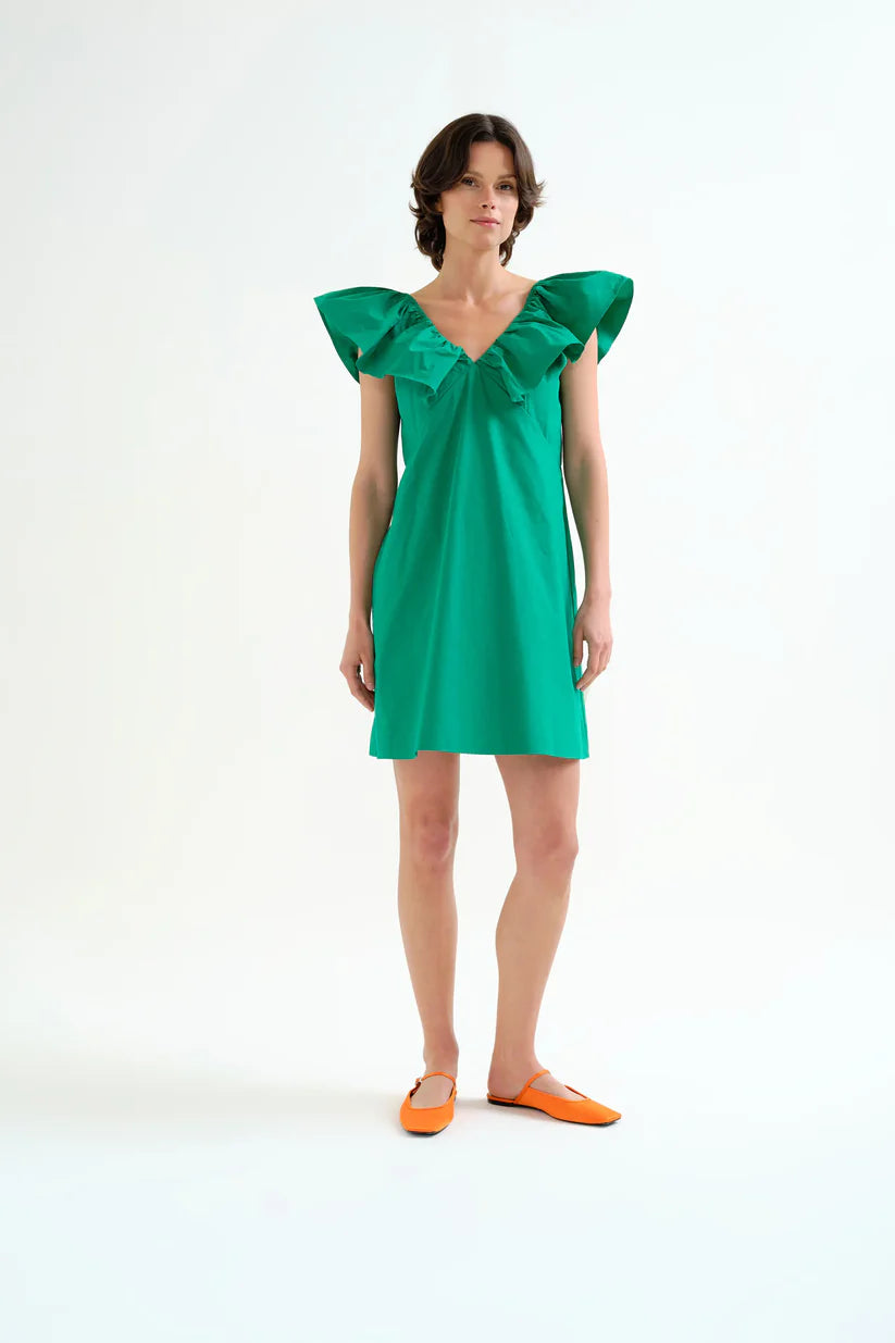 VESTIDO CORTO VERDE 100% ALGODÓN COMPAÑÍA FANTÁSTICA