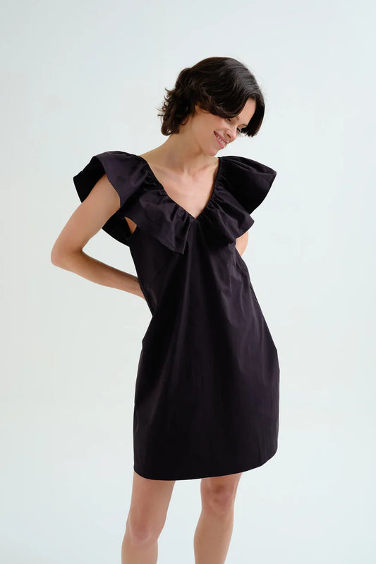 VESTIDO CORTO NEGRO 100% ALGODÓN COMPAÑÍA FANTÁSTICA