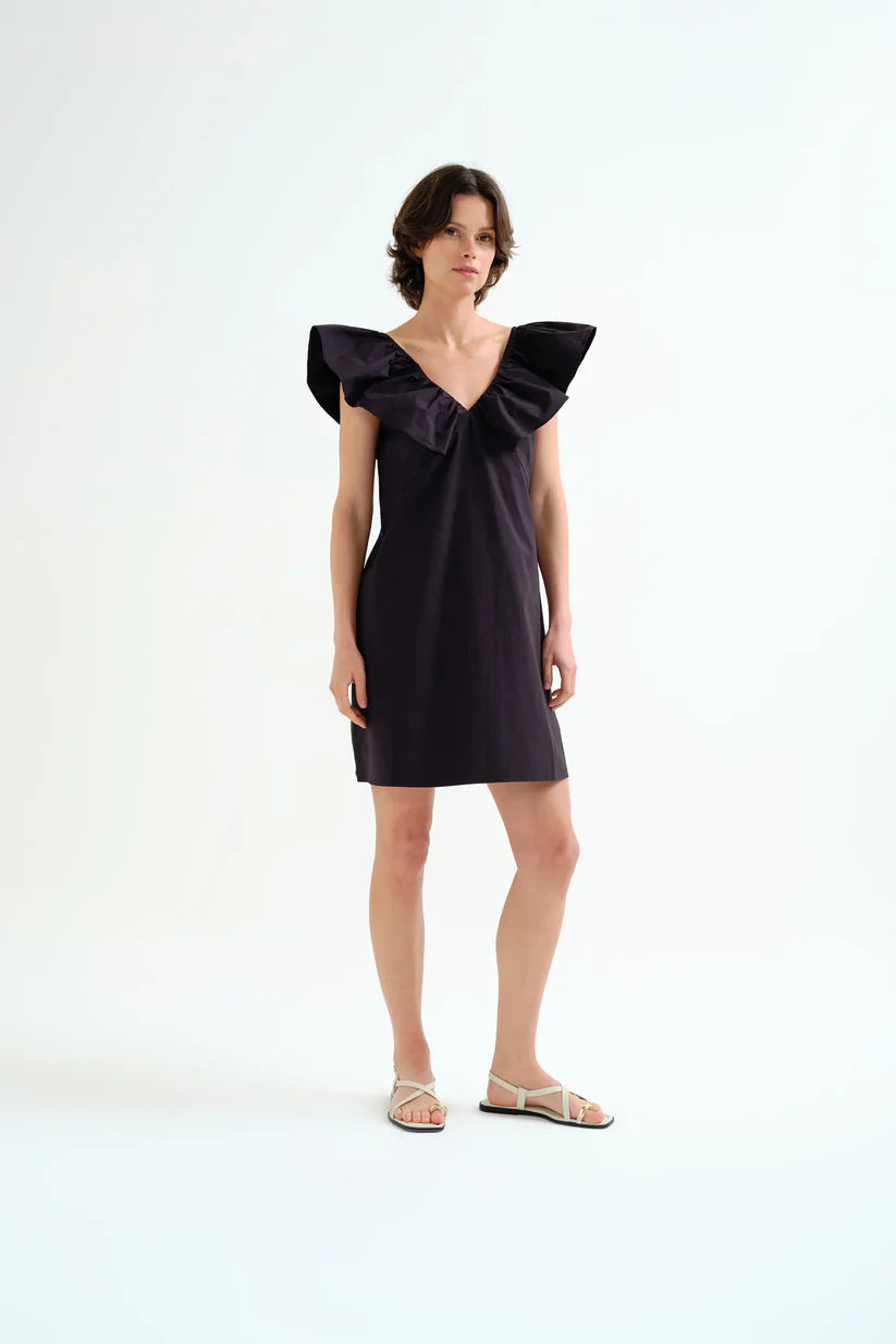 VESTIDO CORTO NEGRO 100% ALGODÓN COMPAÑÍA FANTÁSTICA