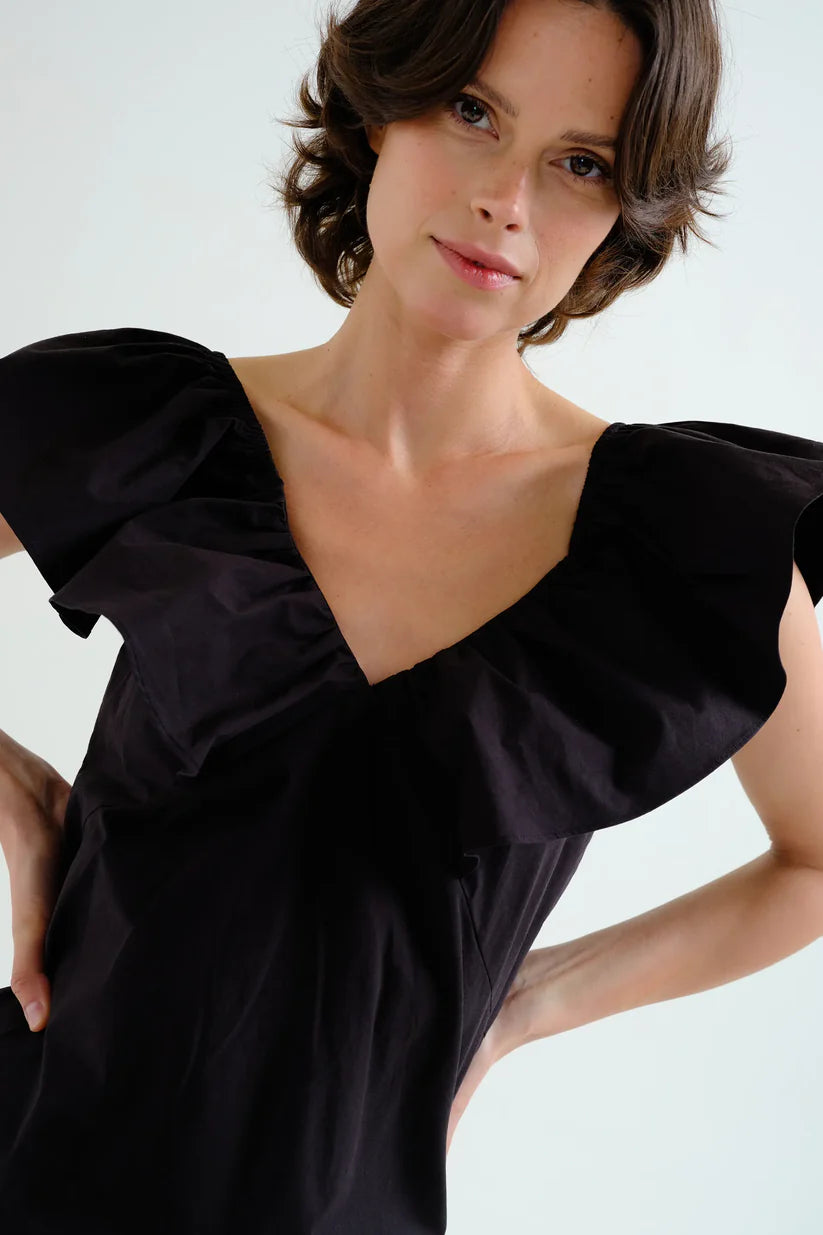 VESTIDO CORTO NEGRO 100% ALGODÓN COMPAÑÍA FANTÁSTICA