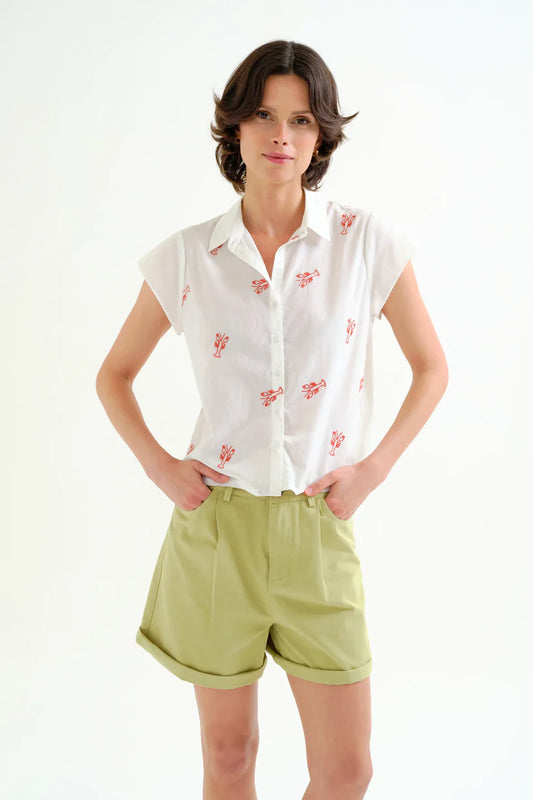 CAMISA BORDADO LANGOSTA ROJA COMPAÑÍA FANTÁSTICA