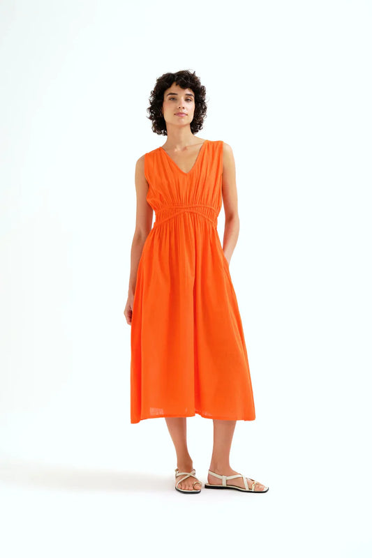 VESTIDO MIDI 100% ALGODÓN COLOR NARANJA COMPAÑÍA FANTÁSTICA