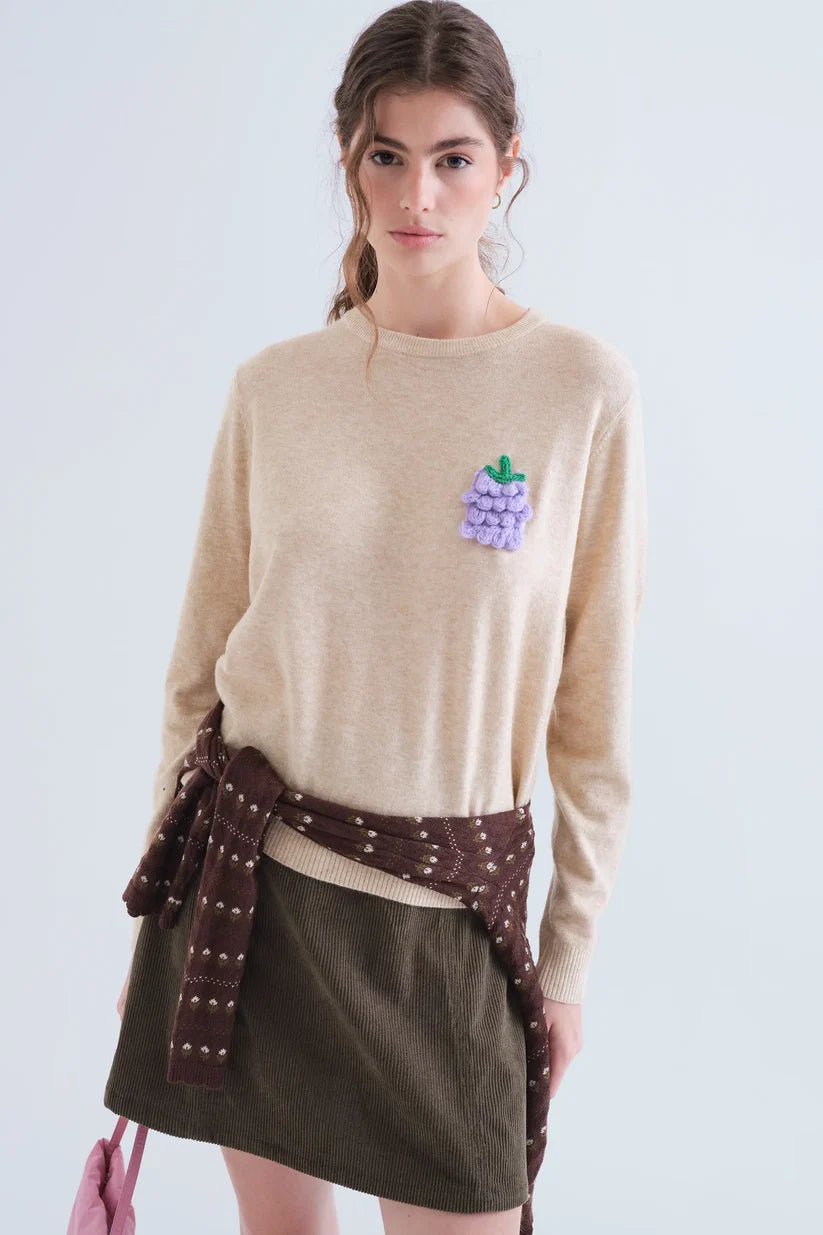 JERSEY PUNTO BEIGE CON DETALLE DE UVA COMPAÑÍA FANTÁSTICA