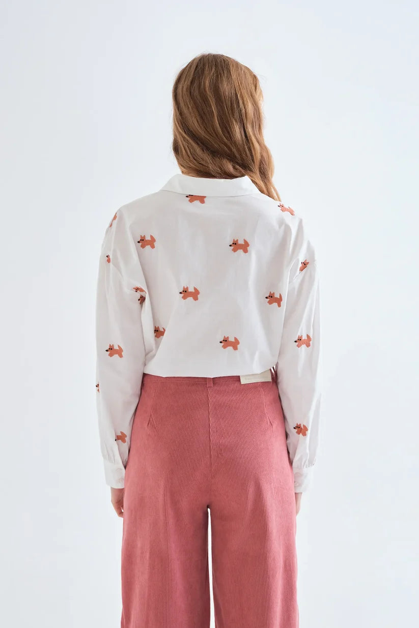 CAMISA 100% ALGODÓN CON BORDADO DE ZORRITOS COMPAÑÍA FANTÁSTICA