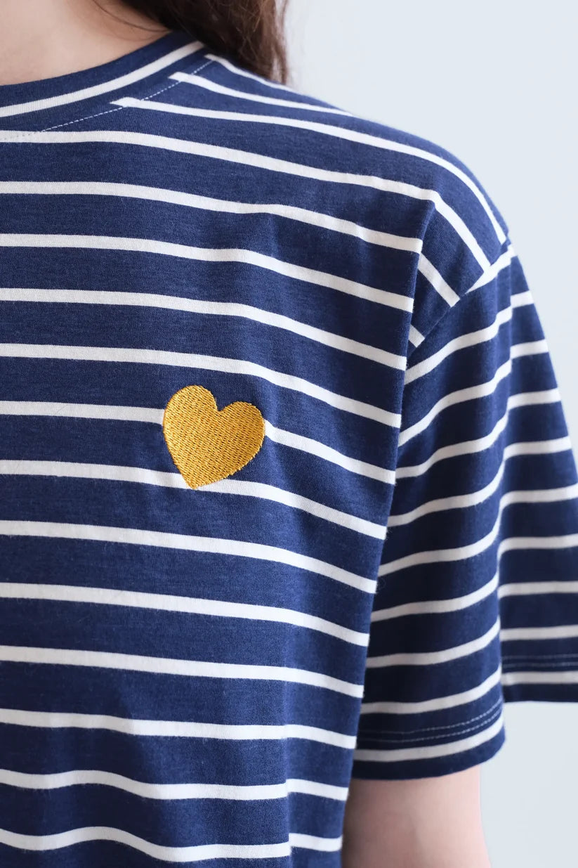 CAMISETA 100% ALGODÓN ESTAMPADO RAYAS AZUL MARINO COMPAÑÍA FANTÁSTICA