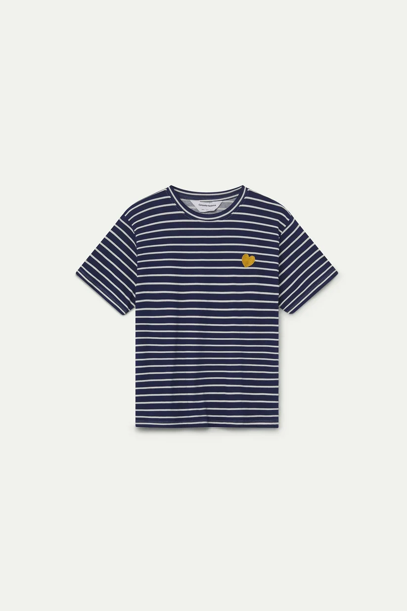 CAMISETA 100% ALGODÓN ESTAMPADO RAYAS AZUL MARINO COMPAÑÍA FANTÁSTICA