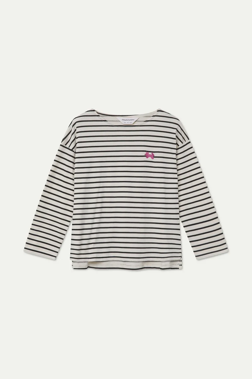 CAMISETA 100% ALGODÓN ESTAMPADO RAYAS NEGRAS COMPAÑÍA FANTÁSTICA