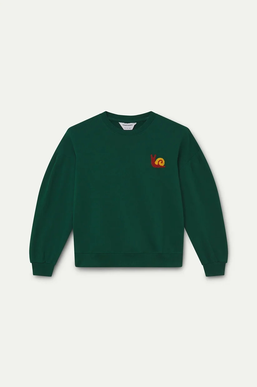 SUDADERA 100% ALGODÓN VERDE CON PARCHE DE CARACOL COMPAÑÍA FANTÁSTICA