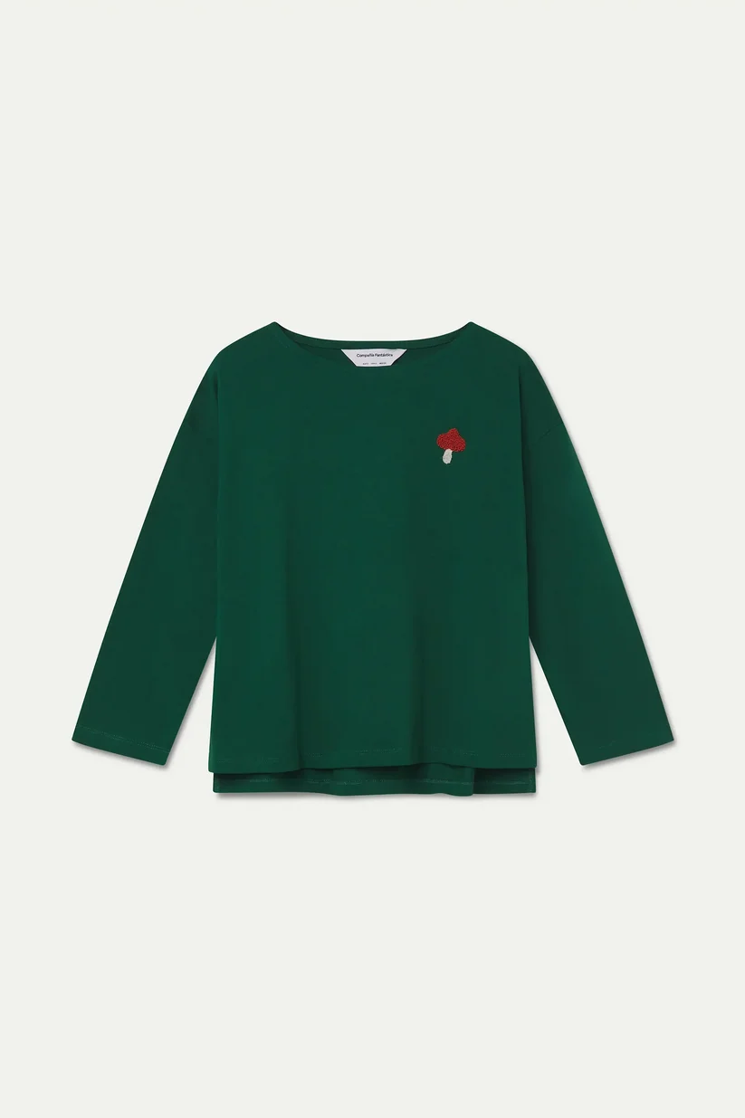 CAMISETA 100% ALGODÓN VERDE CON PARCHE DE HONGO COMPAÑÍA FANTÁSTICA