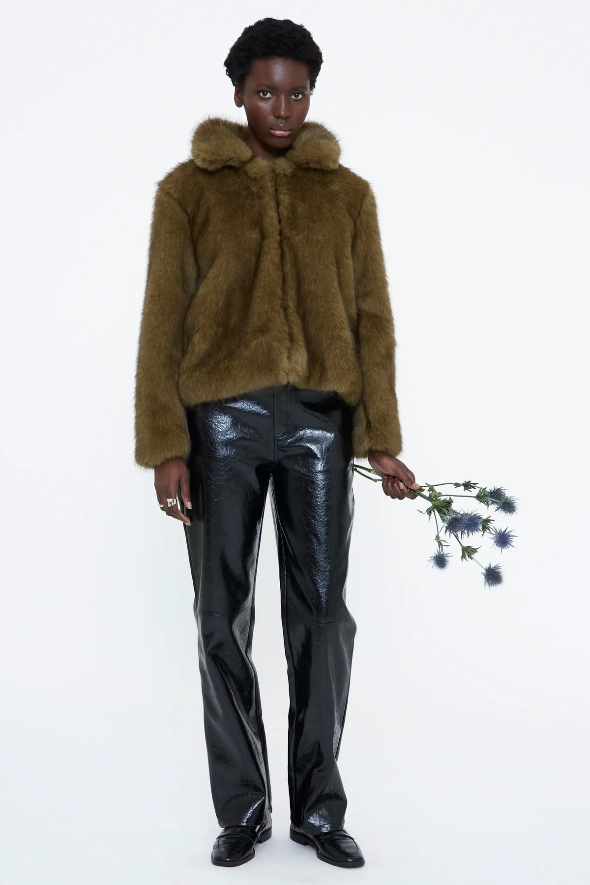 ABRIGO CORTO EFECTO PELO VERDE WILD PONY