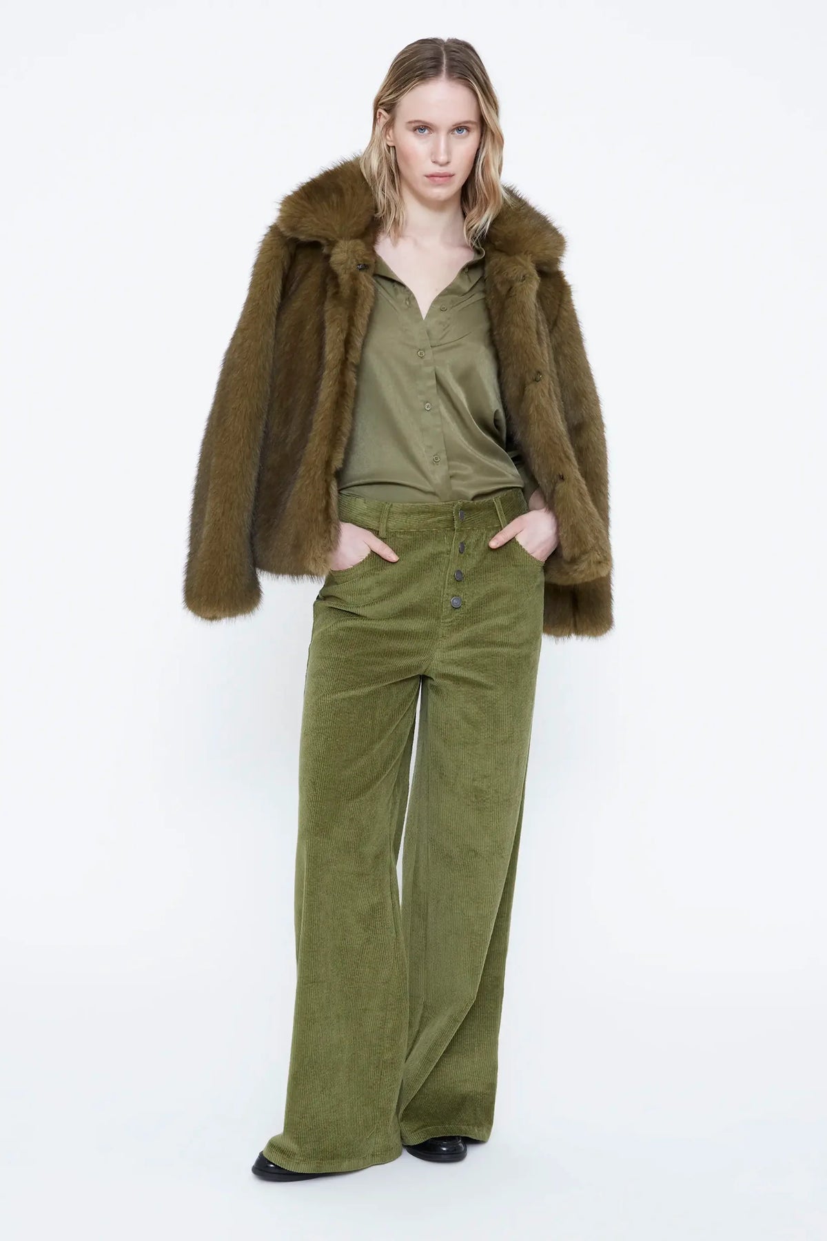 CAMISA SATIN VERDE OLIVA WILD PONY