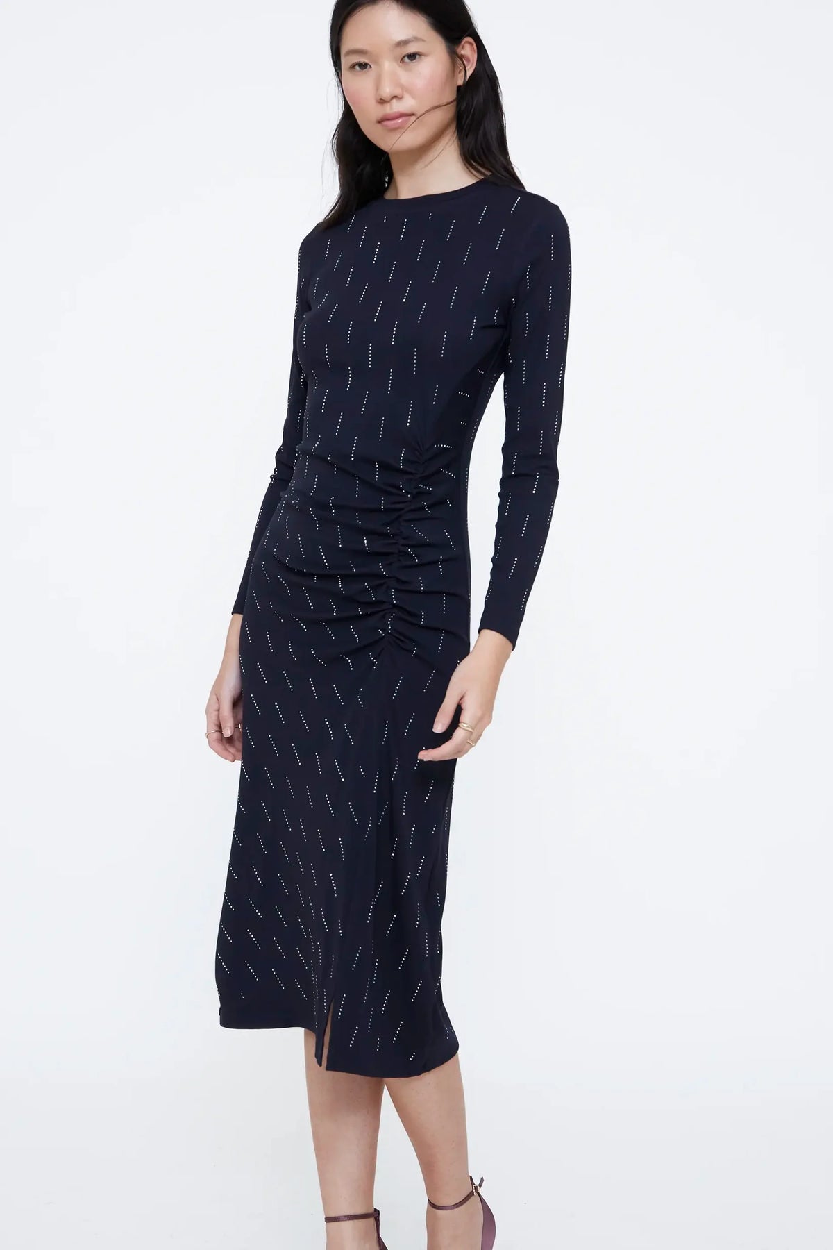 VESTIDO MIDI AZUL MARINO CON APLIQUES BLANCOS WILD PONY