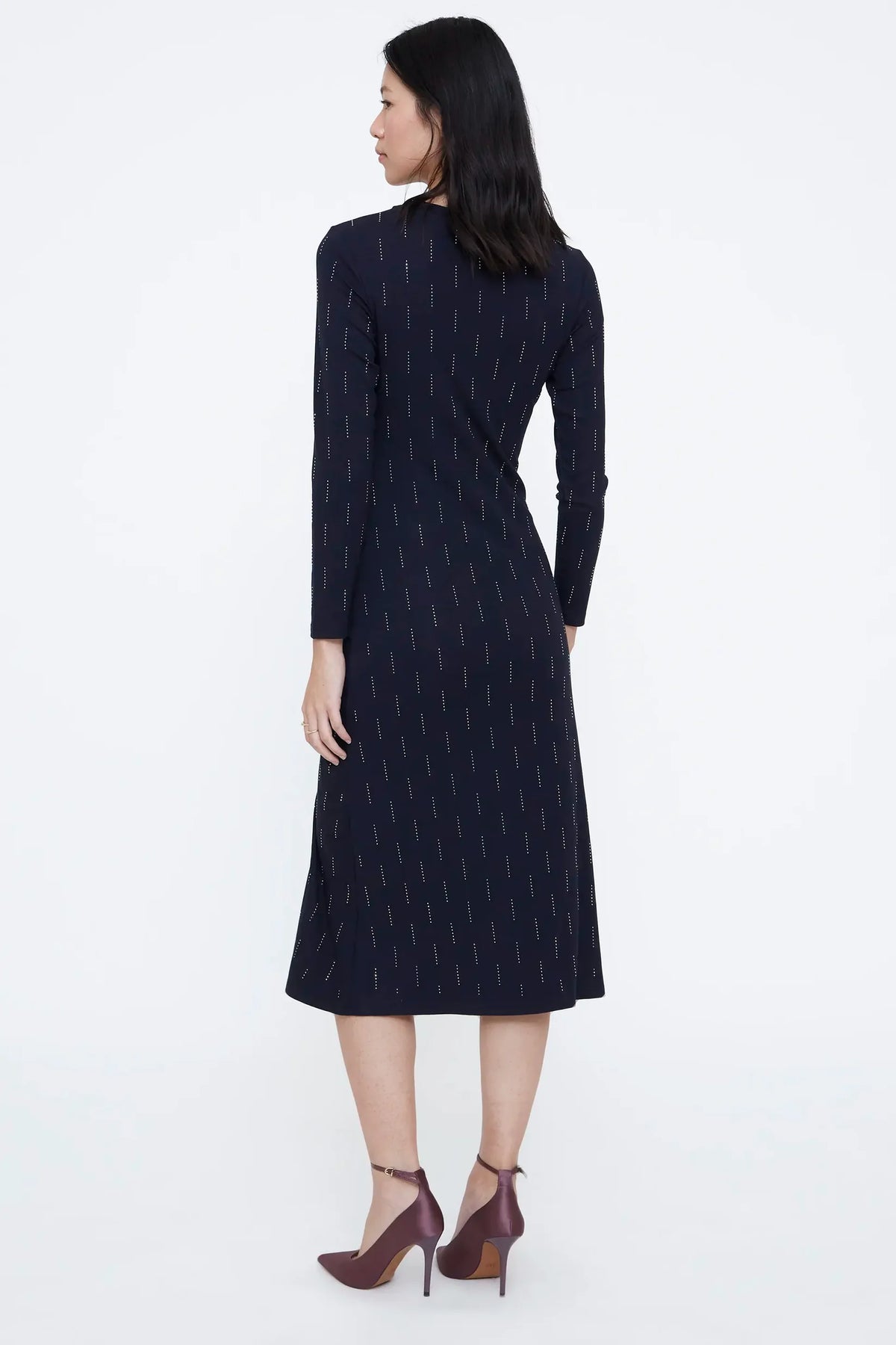 VESTIDO MIDI AZUL MARINO CON APLIQUES BLANCOS WILD PONY