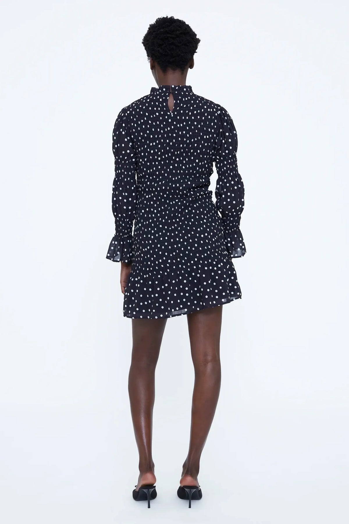 VESTIDO CORTO CON ESTAMPADO DE PUNTOS MINI BLANCO Y NEGRO WILD PONY