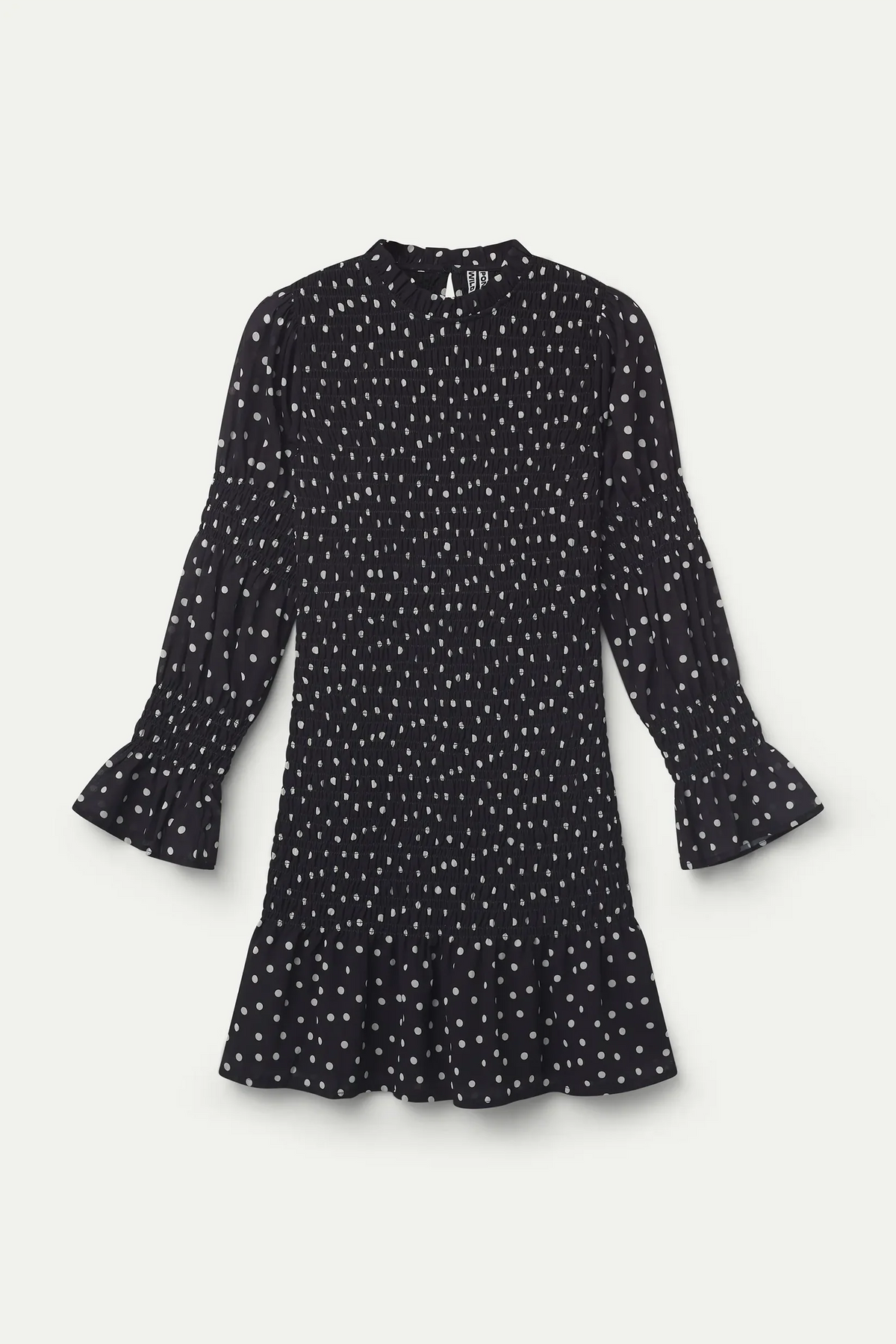 VESTIDO CORTO CON ESTAMPADO DE PUNTOS MINI BLANCO Y NEGRO WILD PONY