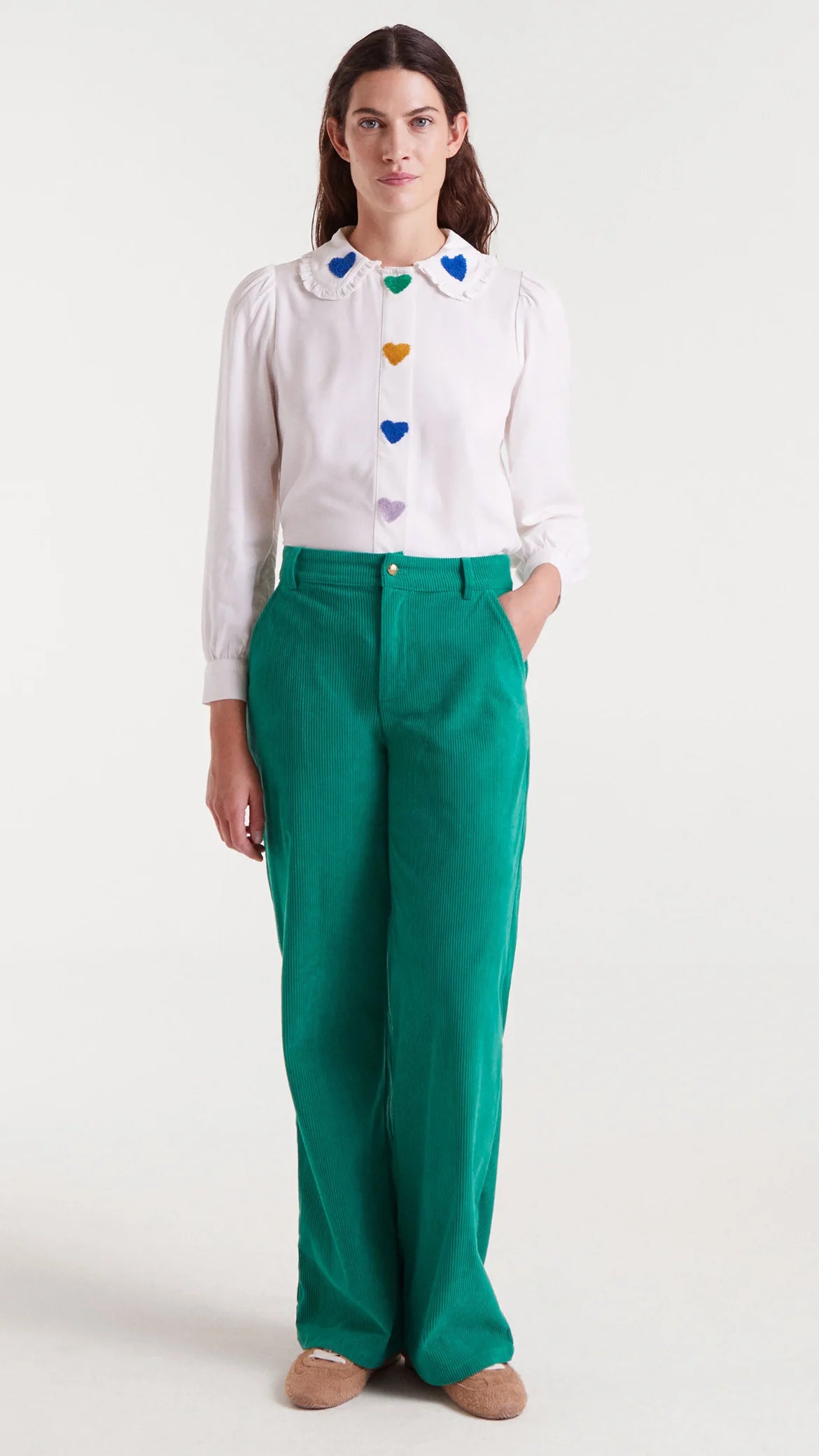 CAMISA BLANCA BORDADO CORAZONES COMPAÑÍA FANTÁSTICA