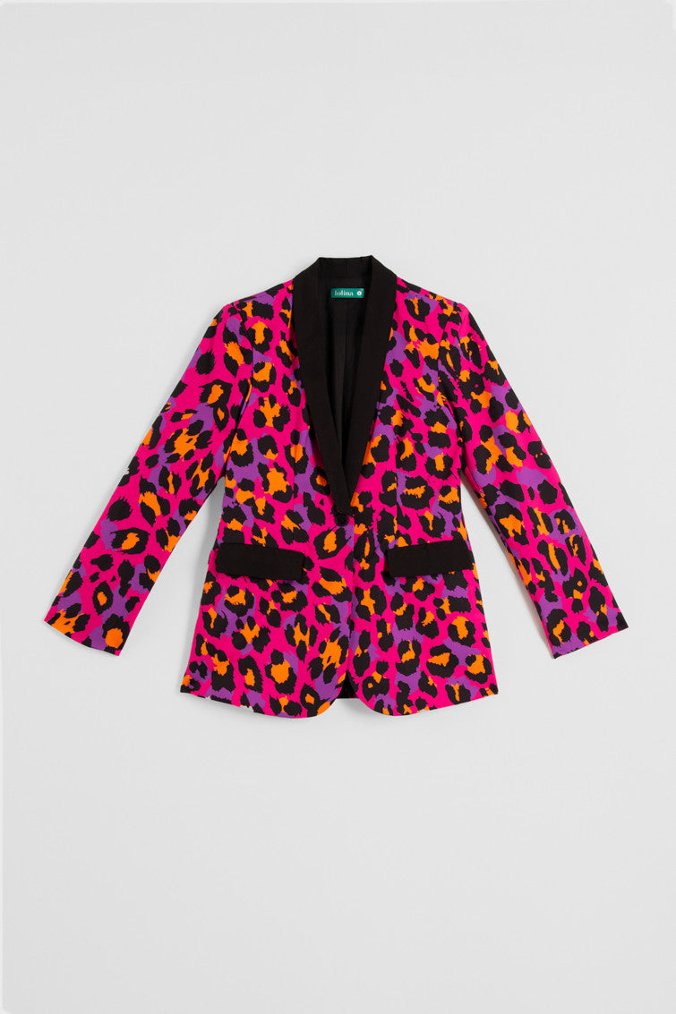 AMERICANA SMOKING DE ESTAMPADO ANIMAL FUCSIA LOLINA