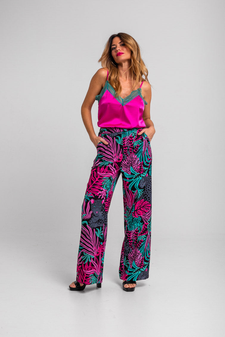 BLUSA LENCERA TURQUESA Y ROSA NOCTURNA LOLINA