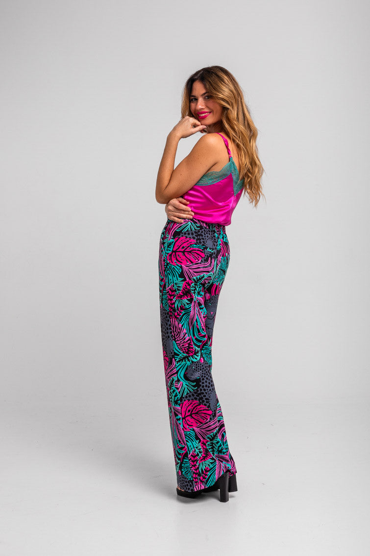 BLUSA LENCERA TURQUESA Y ROSA NOCTURNA LOLINA