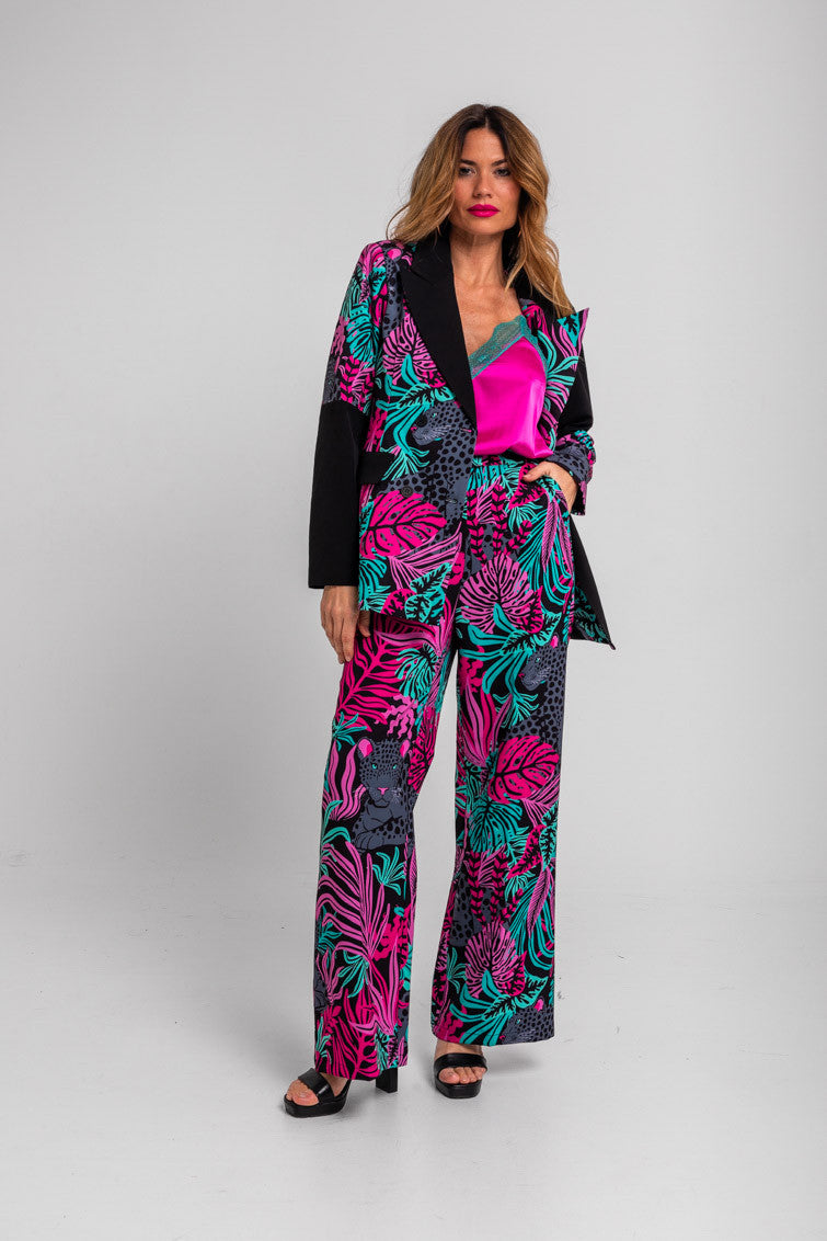 BLUSA LENCERA TURQUESA Y ROSA NOCTURNA LOLINA