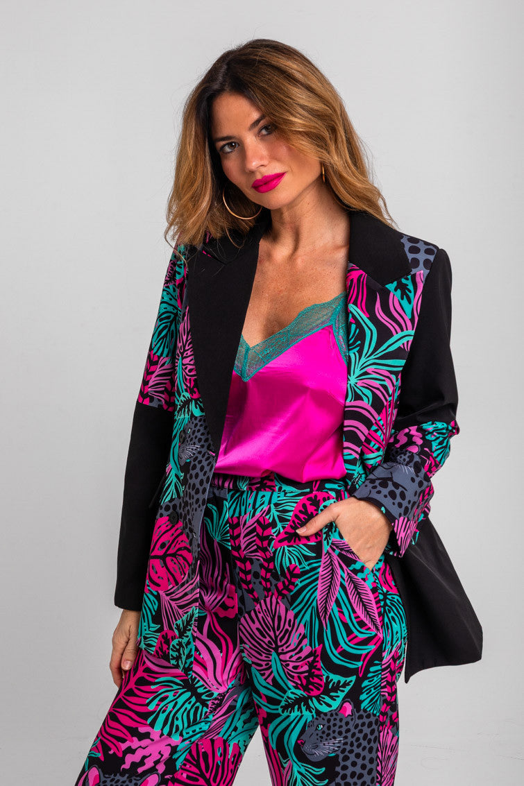 BLUSA LENCERA TURQUESA Y ROSA NOCTURNA LOLINA