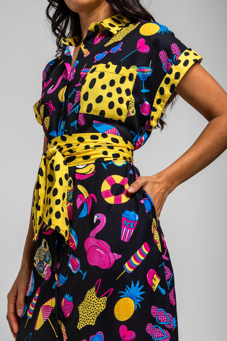 CAMISERO MIDI ESTAMPADO VERANIEGO SUMMER TIME LOLINA
