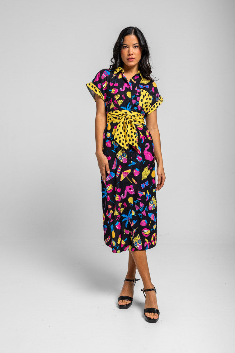 CAMISERO MIDI ESTAMPADO VERANIEGO SUMMER TIME LOLINA