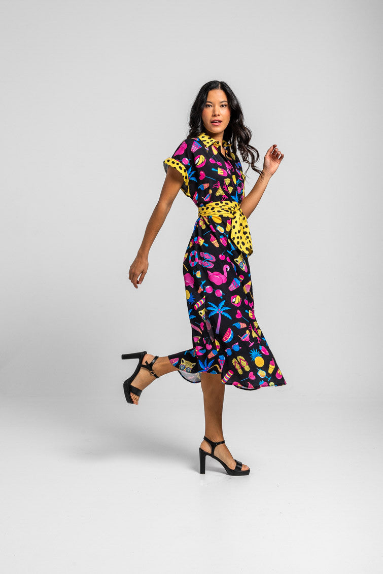 CAMISERO MIDI ESTAMPADO VERANIEGO SUMMER TIME LOLINA