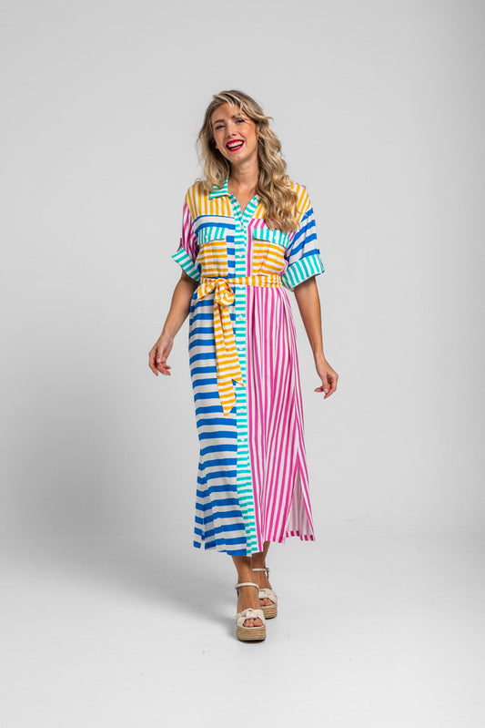 CAMISERO SAFARI MIDI DE RAYAS COMBINADAS DOLCE VITA LOLINA