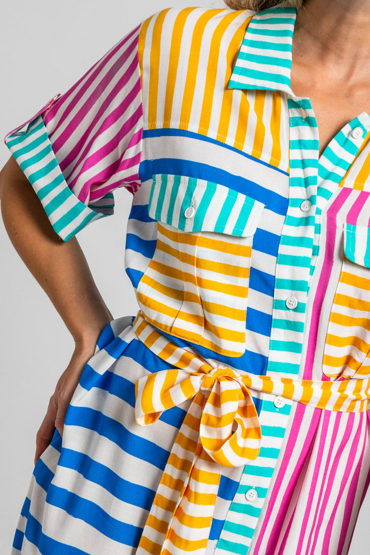 CAMISERO SAFARI MIDI DE RAYAS COMBINADAS DOLCE VITA LOLINA
