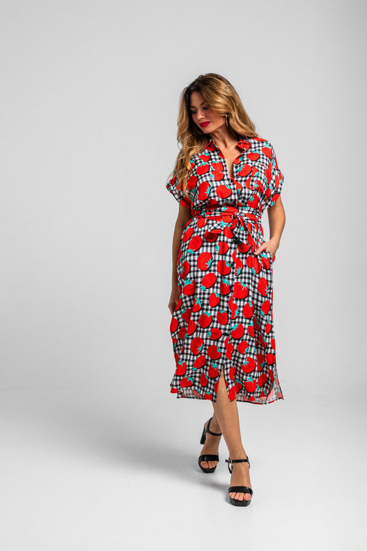 CAMISERO SIN SISA DE TOMATES Y VICHI BLANCO Y NEGRO POMODORI LOLINA