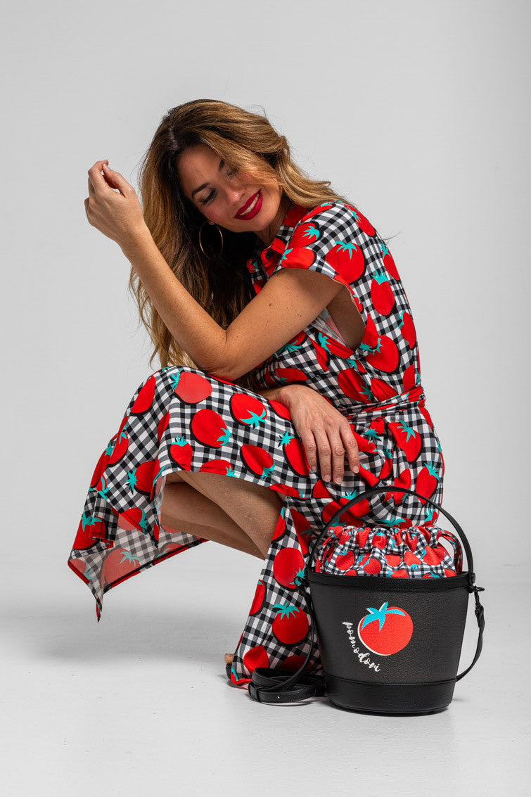 CAMISERO SIN SISA DE TOMATES Y VICHI BLANCO Y NEGRO POMODORI LOLINA