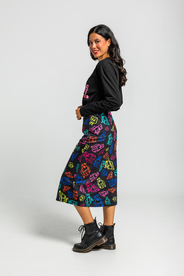 CAMISETA OVERSIZE DE GARABATOS DE ROBOTS MULTICOLOR WE ARE CONNECTED LOLINA