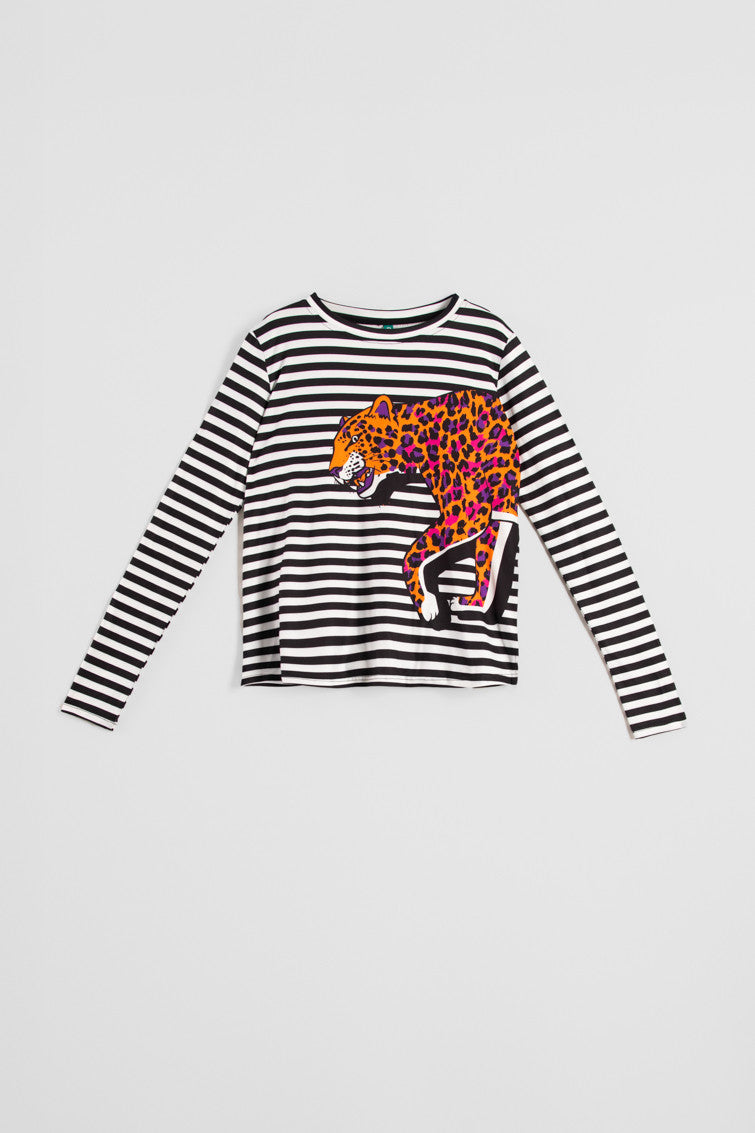 CAMISETA SENCILLA DE ESTAMPADO ANIMAL NARANJA LOLINA