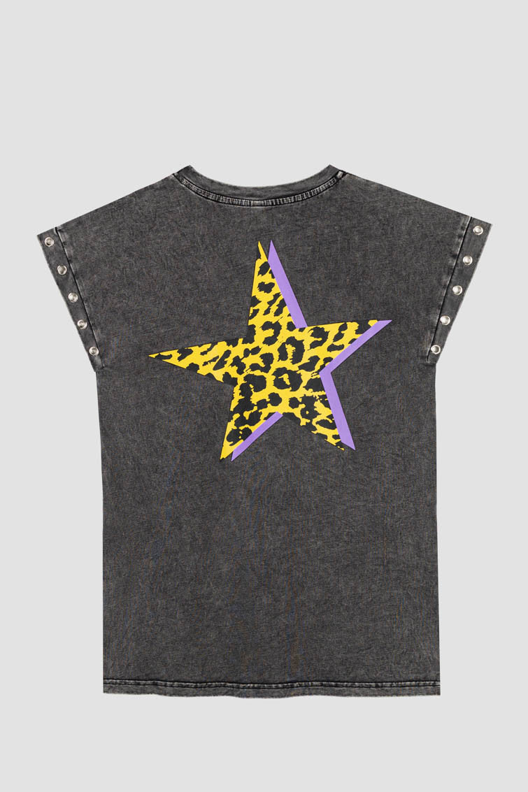 CAMISETA SIN MANGAS CORTE CANALLA BRILLANDO LOLINA