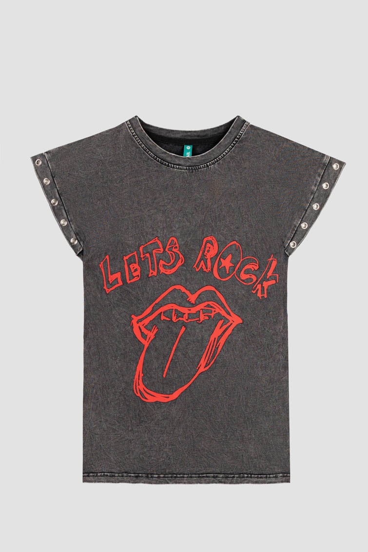 CAMISETA SIN MANGAS CORTE CANALLA ROCK AND ROLL LOLINA