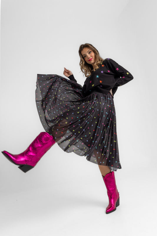 FALDA MIDI DE TUL CON VOLUMEN STARS LOLINA