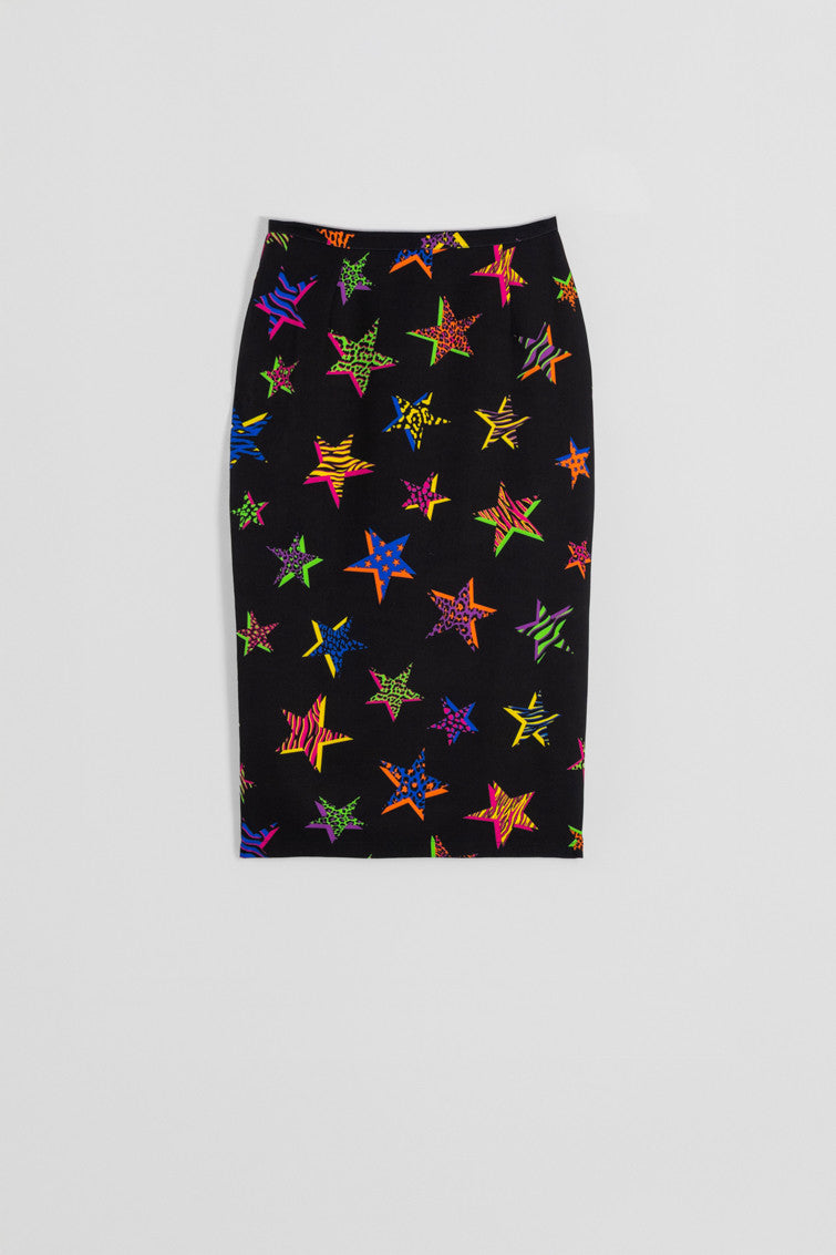 FALDA TUBO CREMALLERA ESPALDA DE ESTAMPADO DE ESTRELLAS  LOLINA