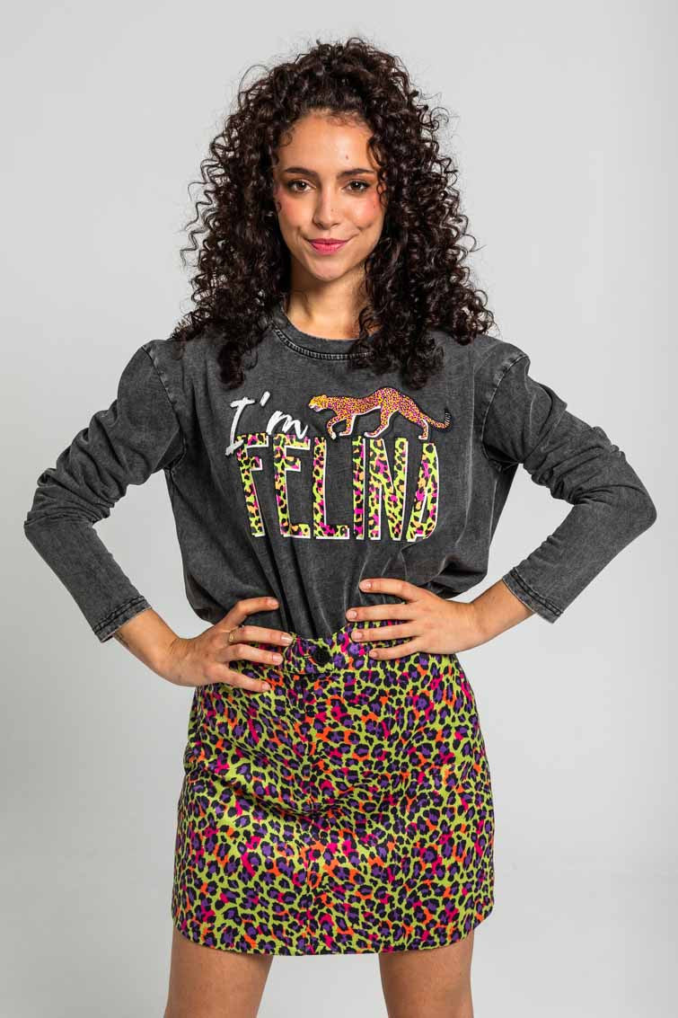 MINI FALDA SIXTY DE ESTAMPADO ANIMAL VERDE LOLINA