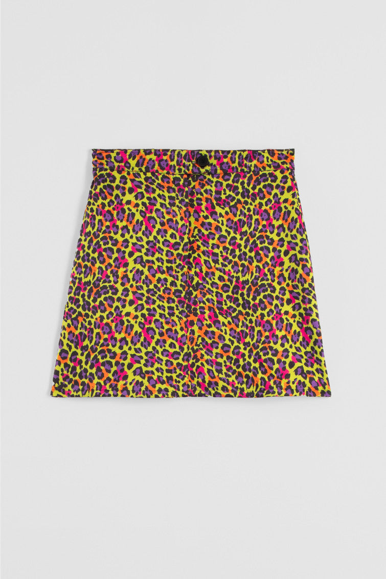 MINI FALDA SIXTY DE ESTAMPADO ANIMAL VERDE LOLINA