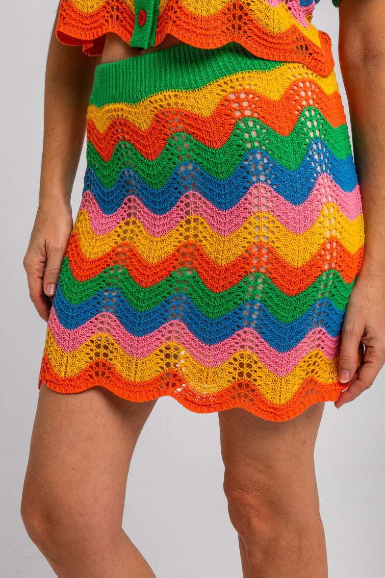 MINIFALDA CALADA DE ONDAS MULTICOLOR ÉCHATE FLORES LOLINA