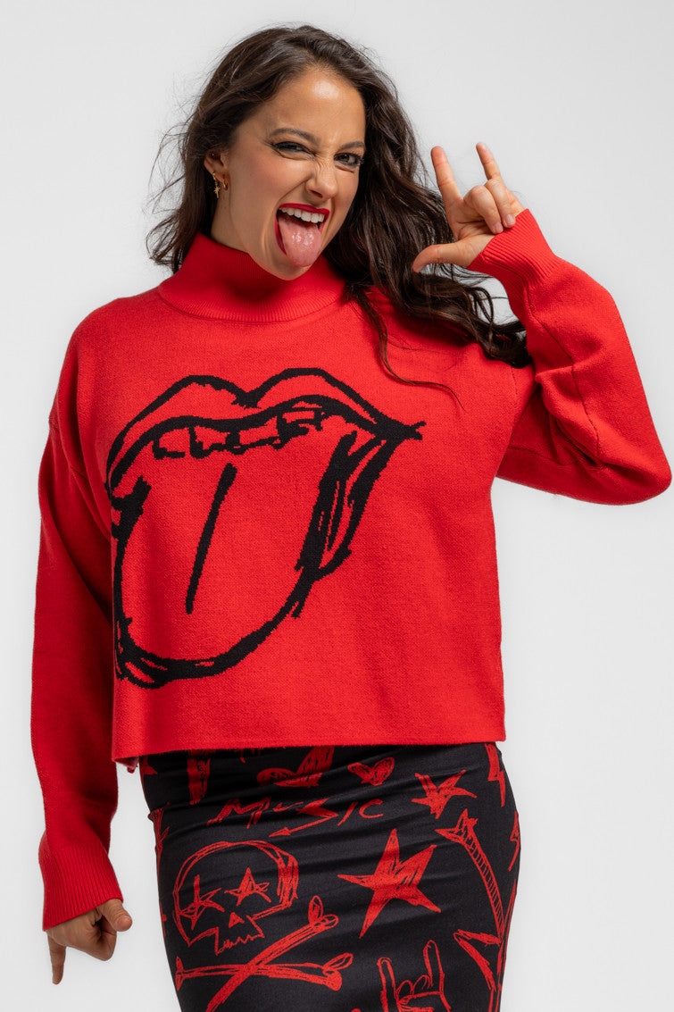 SUÉTER CROP ROCK AND ROLL LOLINA