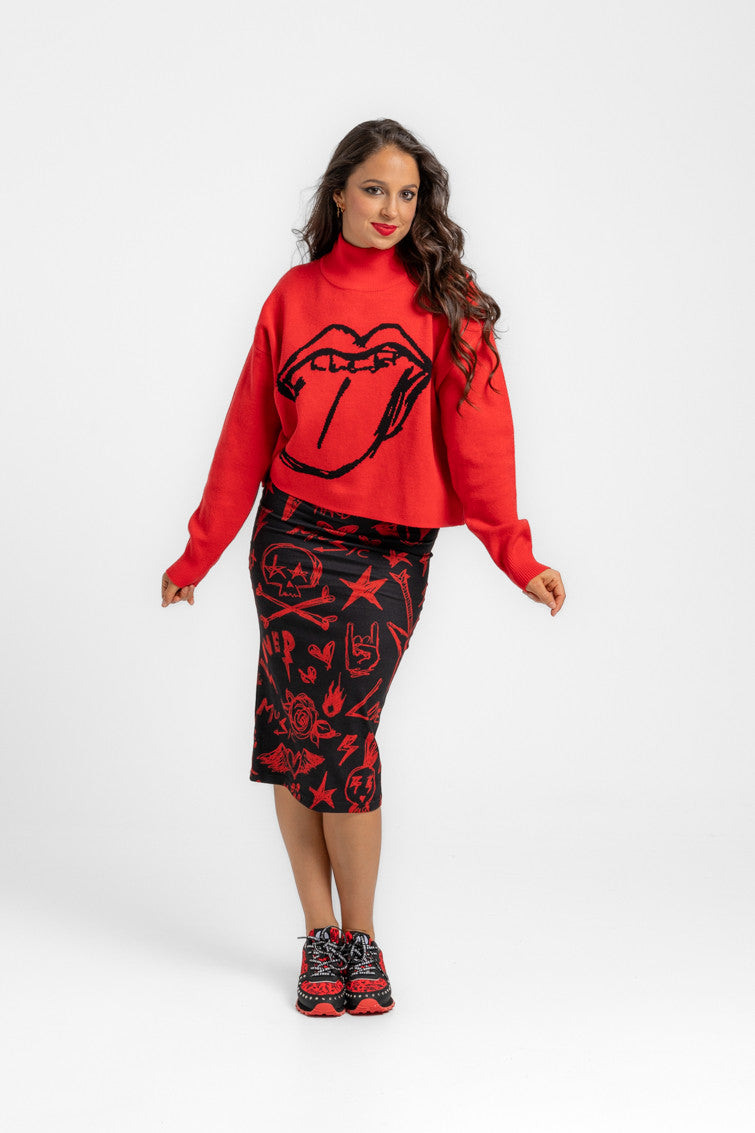 SUÉTER CROP ROCK AND ROLL LOLINA